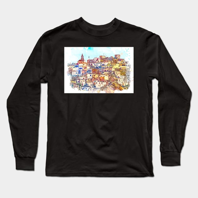 Greek Village Long Sleeve T-Shirt by jngraphs